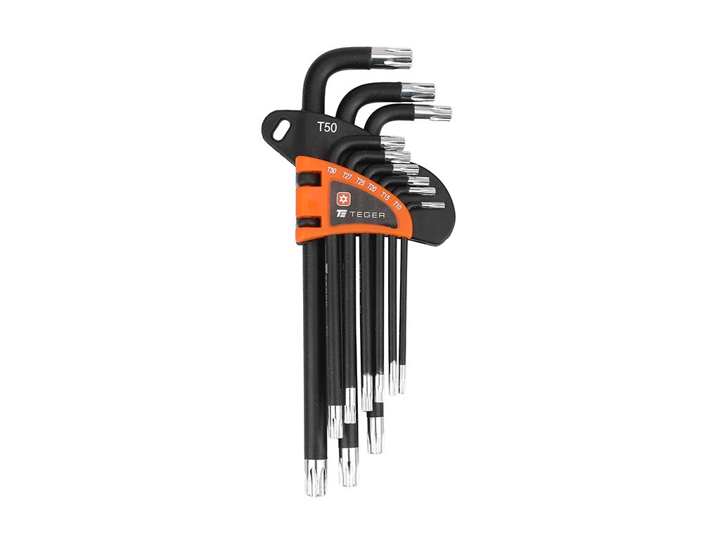 Allen key set, TORX T10-T50 - LONG 9 pcs, Teger