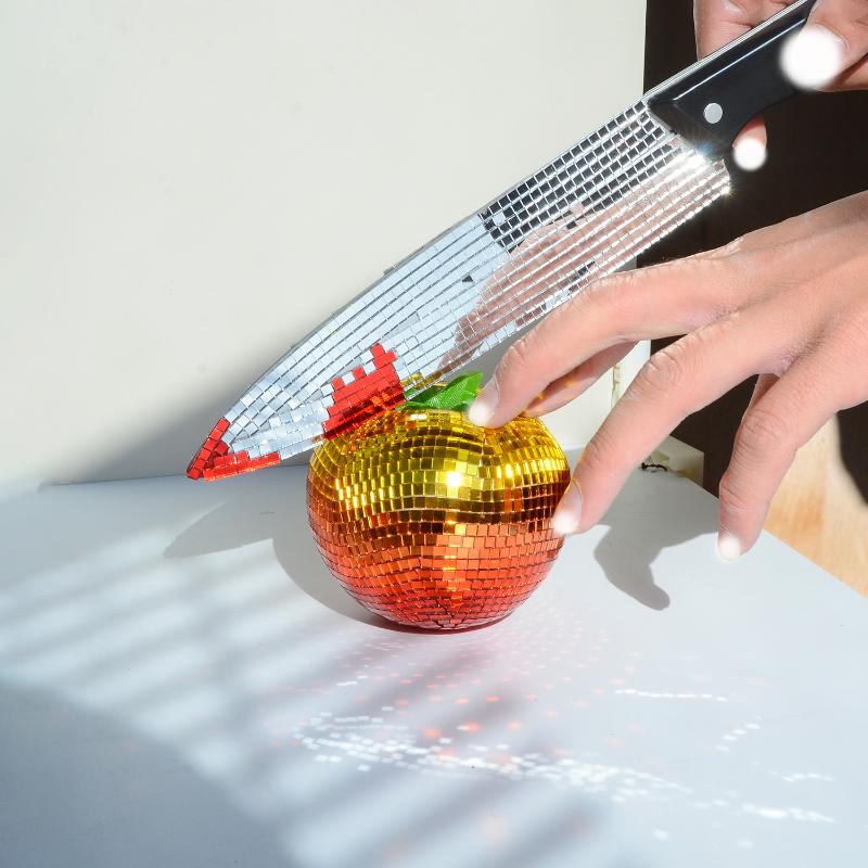 Disco Spiegel Gemüse Mosaik Karotte Paprika Tomate Birne Figuren, Funkelnde Discokugel Ornamente Für Party Zuhause Tisch Dekoration