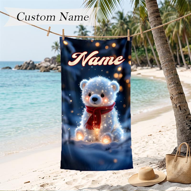 Christmas atmosphere Custom Name Printed Beach Towel Personalized Soft Towel For Swimming Beach Travel