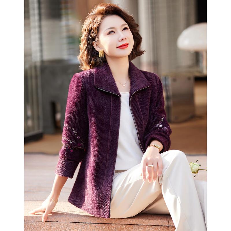 

Women s Autumn Winter Thick Knitted Zip-Up Jacket 3XL