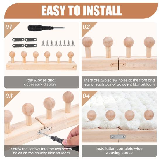 Chunky Yarn Blanket Loom Adjustable Weaving Loom Wooden Peg Frame Yarn Blanket