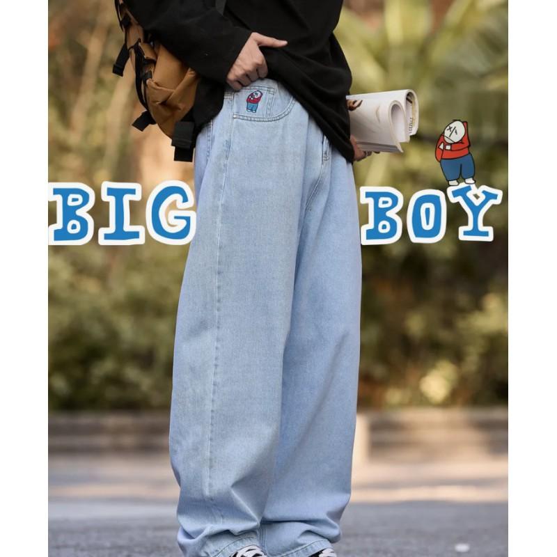 Wide Leg Jeans Y2K Style Teen Boys Loose Fit Casual Denim Pants Skateboard