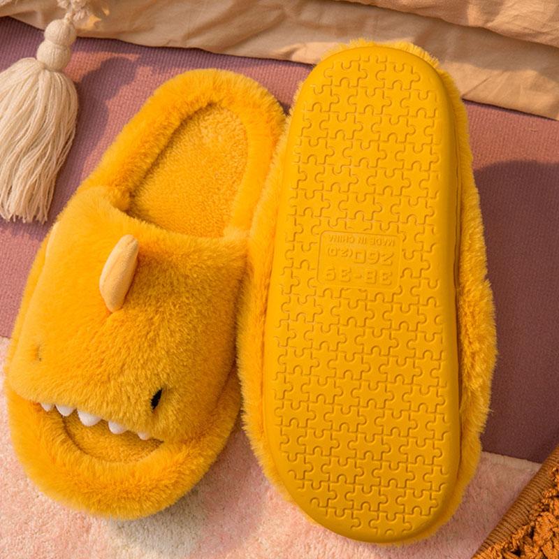 Mote Litfun Plysj Hai Tøfler For Kvinner Menn Myke Furry Bomullstøfler Vinter Innendørs Bomullssko Åpen Tå Sklisikker Hjem Flip Flop