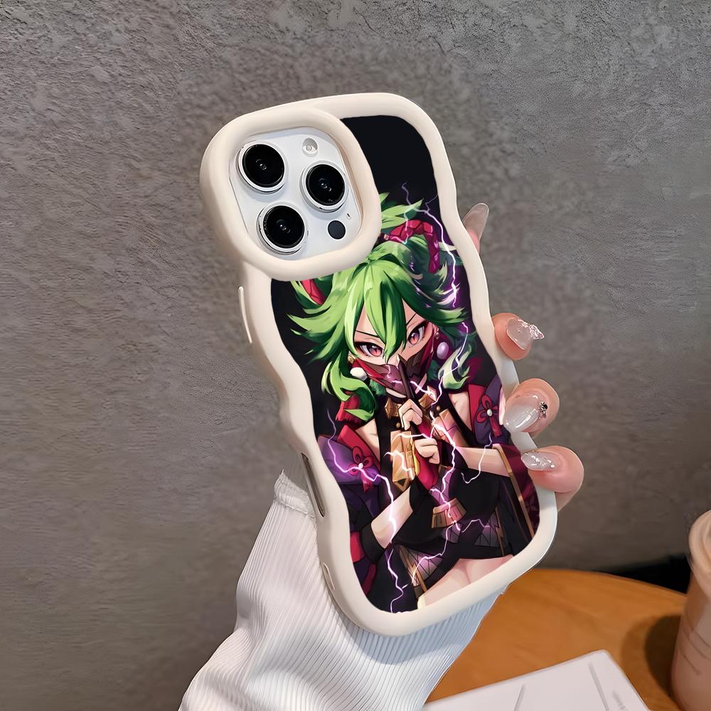 Spiel GI Kuki Shinobu Handyhülle für iPhone 17 16 15 14 13 12 11 Air Pro Max Plus Wellige Kante TPU Bunte Hülle Smartphone