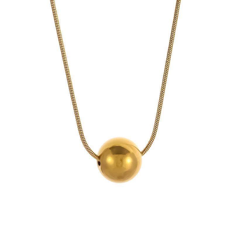 Women's Titanium Steel Clavicle Chain Necklace with Gold Bead Pendant - Non-Fading, Make a Wish, Shine Bright.