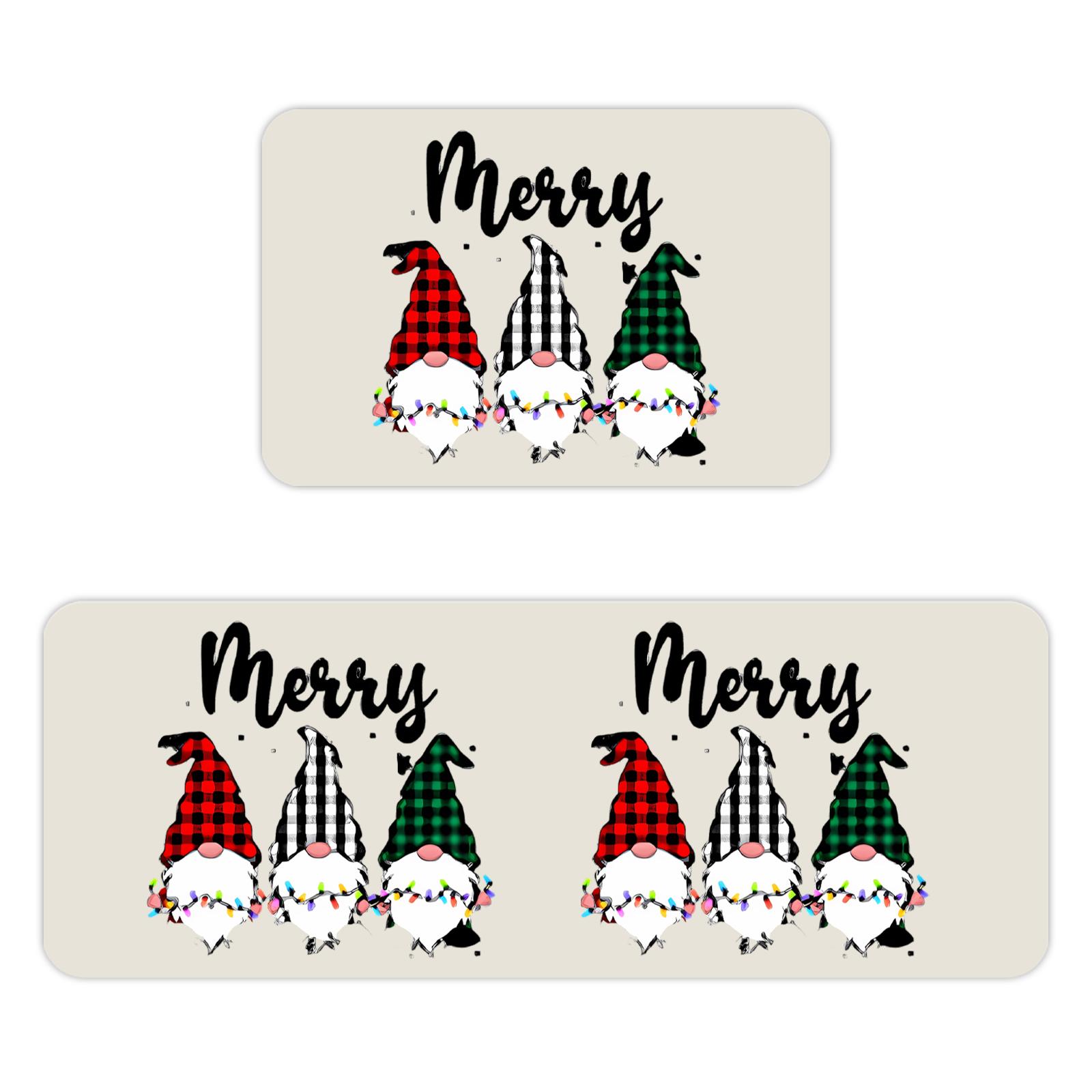 

Christmas Kitchen Anti-slip Mat Carpet Flannel Doormat Two-piece Set One Size