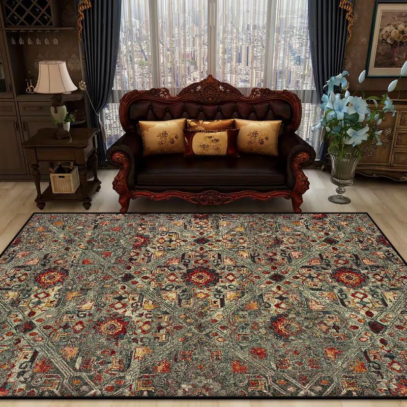 Bohemian Retro Style Decorative Rug for Living Room Soft Antiskid Sofa Table Mat Big Size Foldable Study Decoration Rug Washable