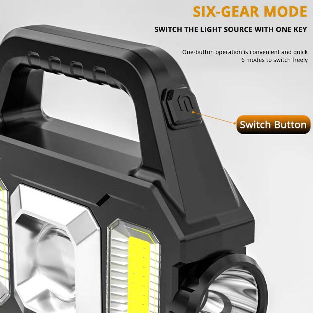 Solar Flashlight With USB Charging Outdoor Led Spotlight Searchlight USB Rechargeable Camping Flashlight Solar Spotlight