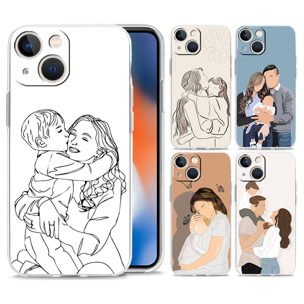 Phone Case For iPhone 15 14 13 12 Mini 11 Pro Max XS X XR 7 8 Plus Clear Shockproof Silicone TPU Cover Baby Girl Mom Family