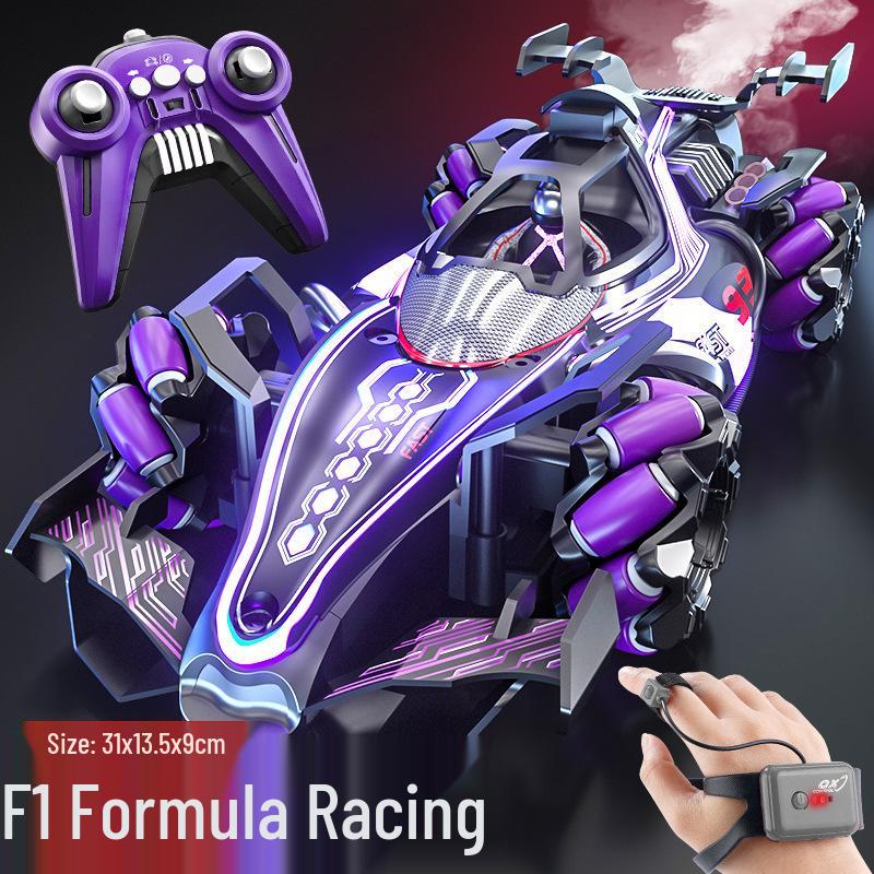 F1 Remote Control Stunt Car with Gesture Control, Drift, Spray, and Four-Wheel Drive - Electric Toy for Kids, FCC Certified