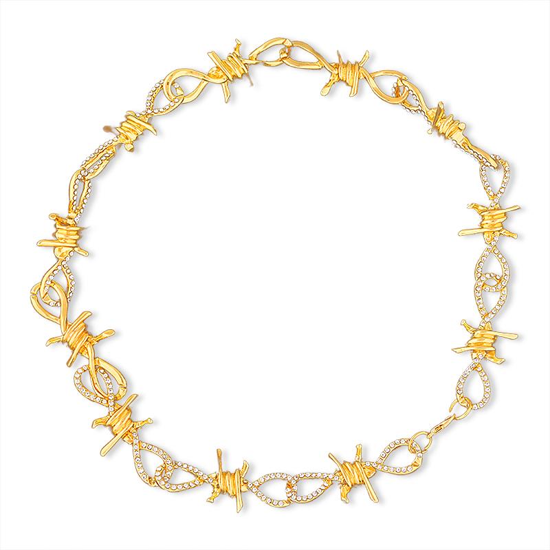 SG Punk Jewelry Thorns Bamboo Flame Necklace Barbed Wire Bramble Pants Wallet Belt Rock Chain Hip Hop Collar Women Men Fashion