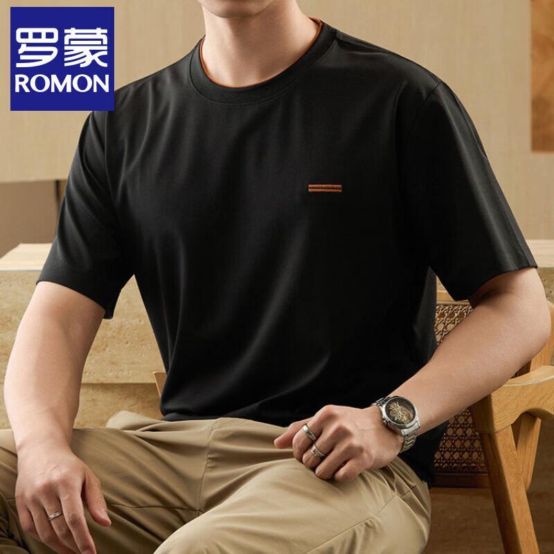 Romon Men s Mercerized Cotton Short Sleeve T-Shirt M