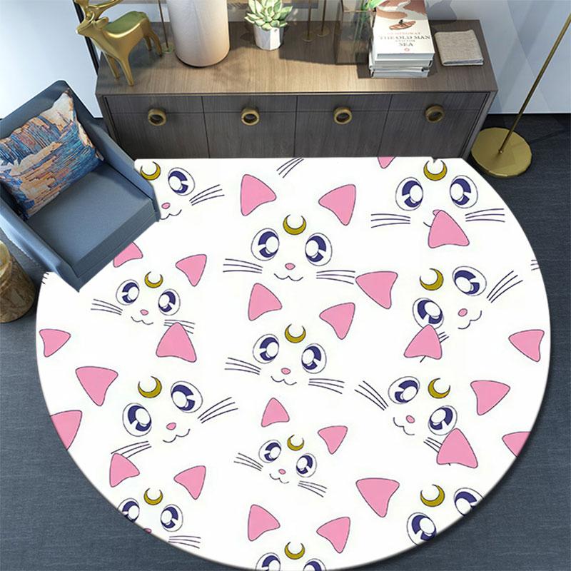Sailor Moon5,Round Area Rug,Carpet Rug for Living Room Bedroom Sofa Playroom Decor,Non-slip Floor Mat
