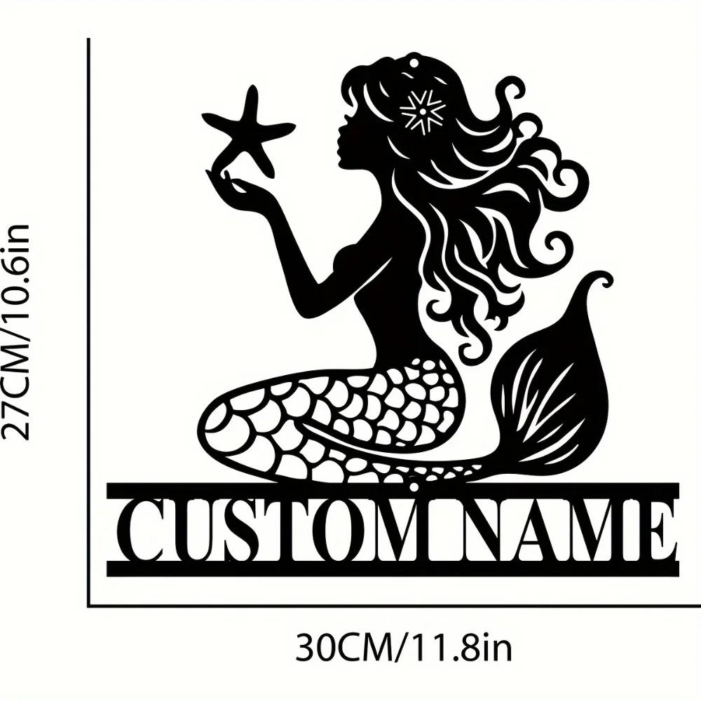 Mermaid Starfish Metal Wall Art Vintage Home Decor Metal Wall Plaque Mermaid Starfish Coastal Decor Vintage Mermaid Metal Art Starfish Wall Hanging