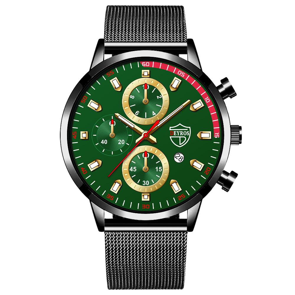 Milan Mesh Belt Watch Men'S Automatic Quartz Calendar Luminous Watch