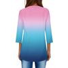 Women 3/4 Sleeve Round Neck T Shirt Casual Print Blouse Pullover Tops with Pocket Mid Length