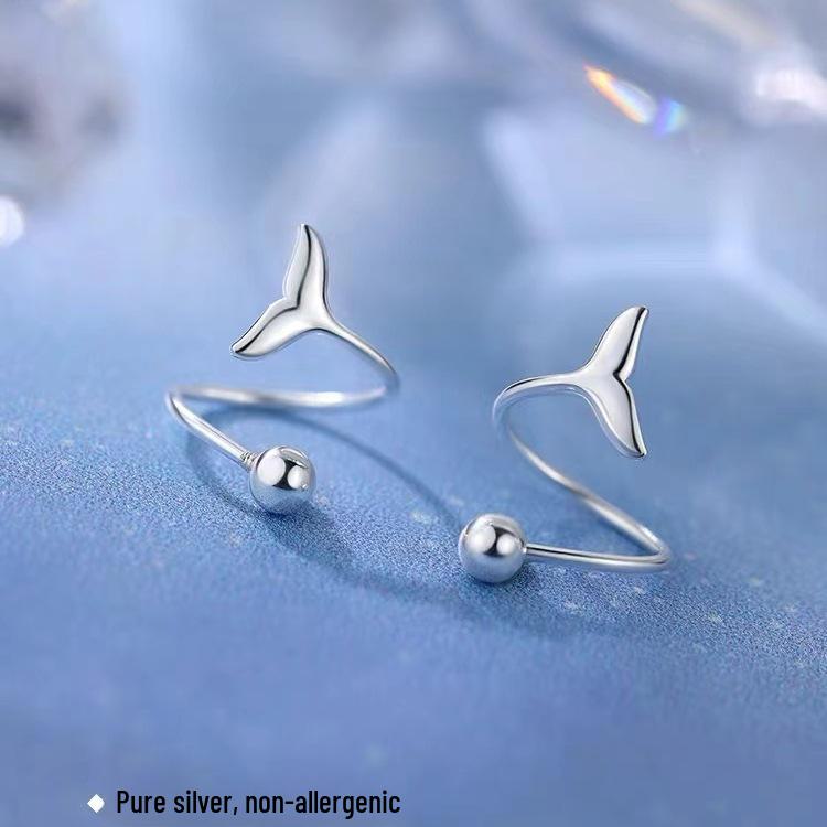 925 Sterling Silver Fishtail Earrings for Women - New 2024 High-End Light Luxury Design