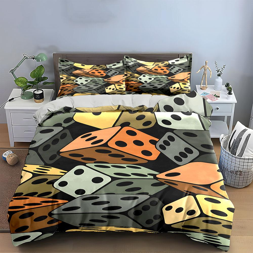 Colorful dice pattern. Bedding sets Duvet cover sets Duvet covers Pillowcases(1*Duvet Cover 2*Pillowcases without duvet insert)