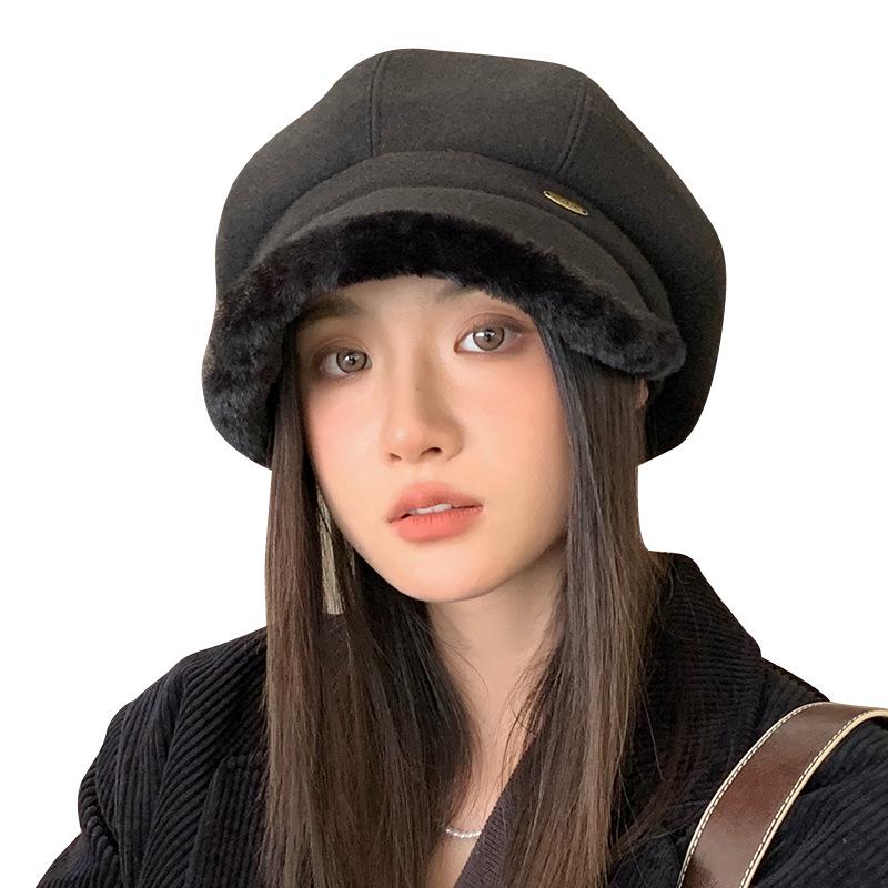 Koreanische Niedliche Katzenohren-Baskenmütze: Stilvoller Damen Fotogener Schlankmachender Achteckiger Hut