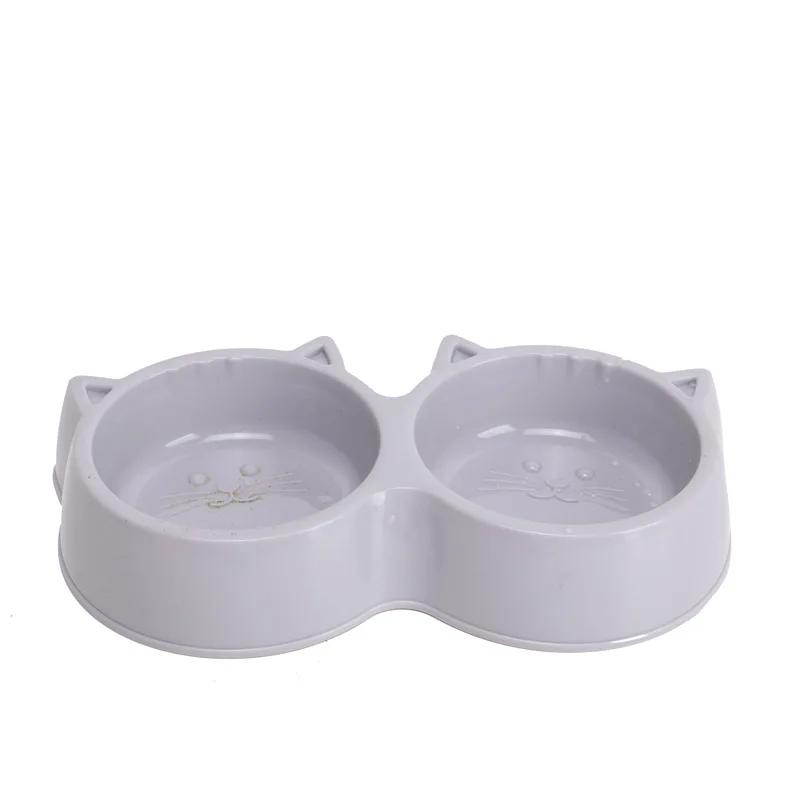 

Двойные миски защищают шейный отдел позвоночника Миска для питьевой воды и еды Противоударные и нескользящие миски для кошачьего корма Товары для собак и кошек серый