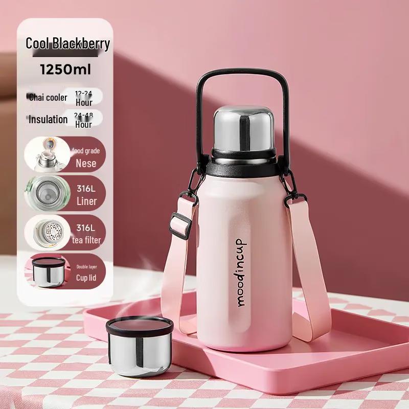 

WUSHIWUSU 1250 мл Портативный двойной термос из нержавеющей стали для напитков
