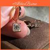 Silver Luxury Rose Color Gold Princess Cut White Blue Red Green Stone Drop Stud Earrings Womens Wedding Jewelry Gifts