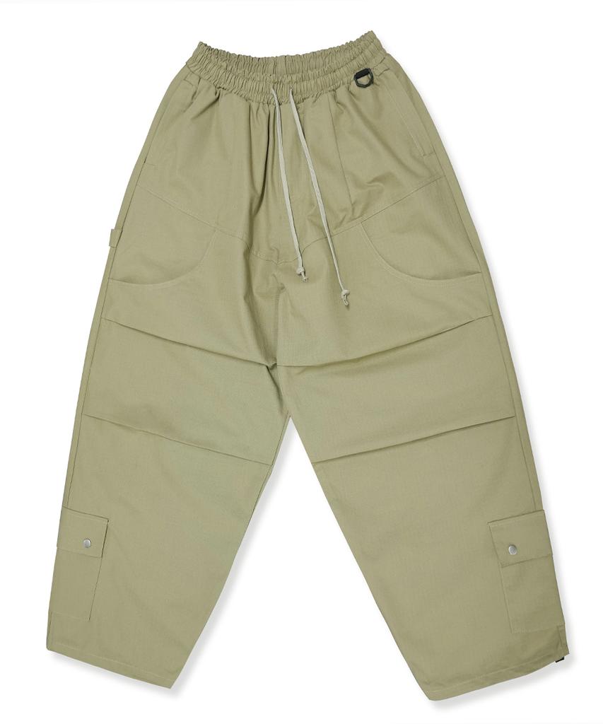 Deuneiji Balloon Double-Pleat Wide Low Pocket Pants Beige 0354