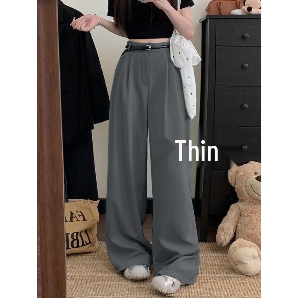 

Women s High-Waisted Wide-Leg Suit Pants - Floor-Length, Loose Fit, Spring-Autumn Casual Style S Recommended for up to 94 jin