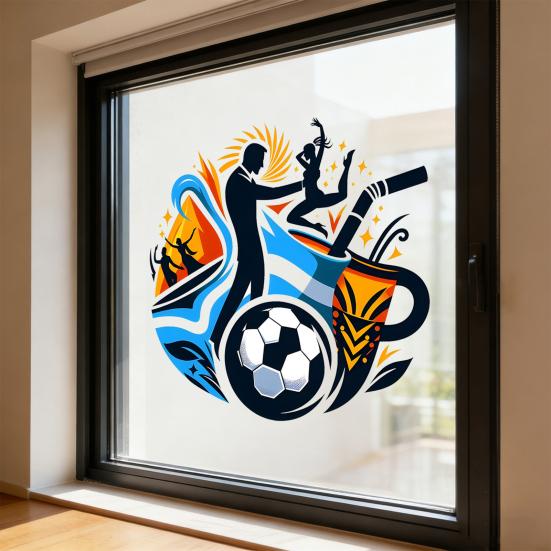 Soccer Window Cling Sport Silhouette Window Stickers Reusable Static PVC Glass Decals for Football Event Party Decor Bedroom School Glass Door Windows