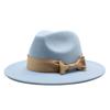 2020 Woolen Top Hat Men'S And Women'S Flat-Brimmed Big Eaves Hat Solid Color Versatile Bow Straight Edge Jazz Hat 22 Colors