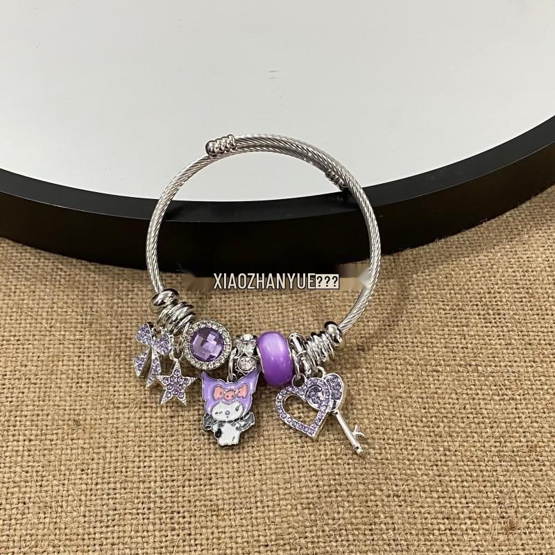 Panjia Dora Women's Stainless Steel Beaded Bracelet - European American Versatile Luxury Jewelry