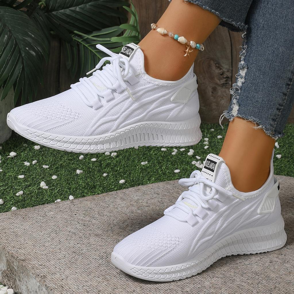 Spring And Autumn Season Shallow-Mouth Lace-Up Women'S Walking Shoes Fashionable New Style Round Head Anti-Slip Sports Shoes