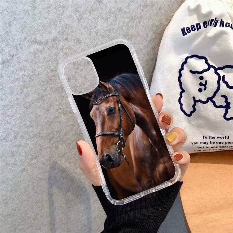 running horse pattern Phone Case Transparent soft For iphone 12 11 13 7 8 6 s plus x xs xr pro max mini