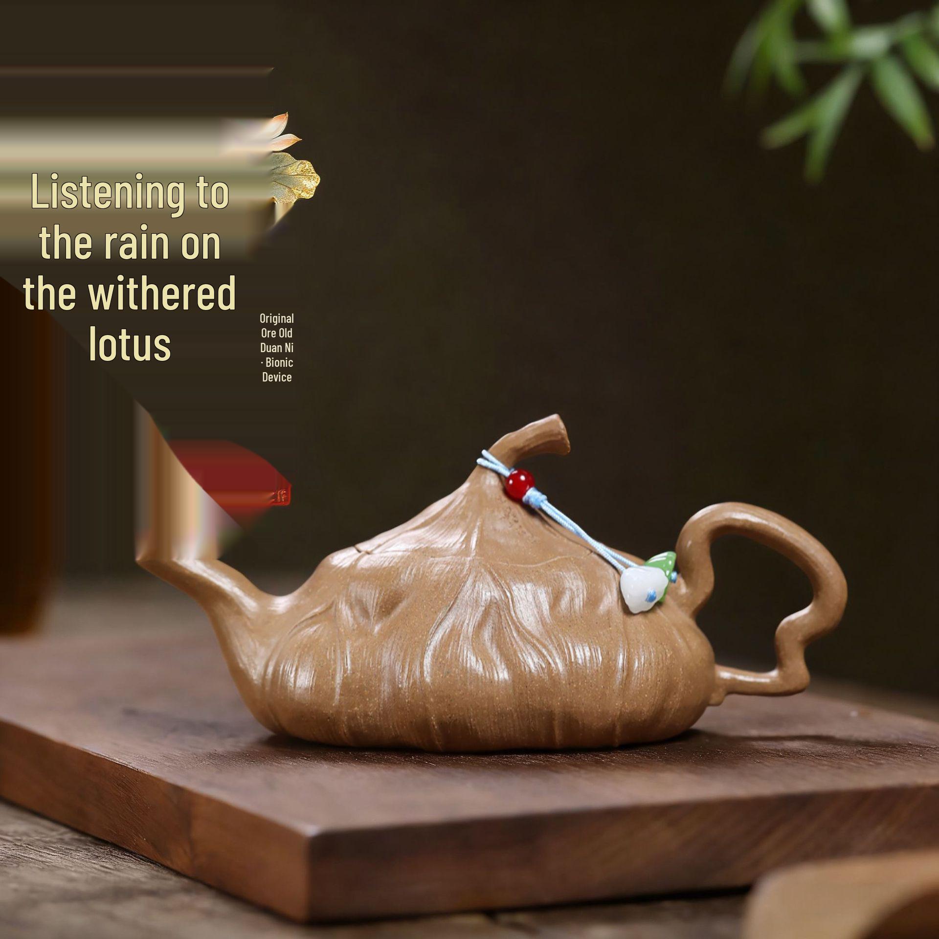 Mastercrafted Authentic Yixing Zisha Teapot: Handmade Old Duan Ni Withered Lotus Design 140CC