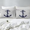 Nautical Anchor Striped Pattern Bedding Cover With Pillowcase Quilt Cover Three-Piece Duvet Cover Set