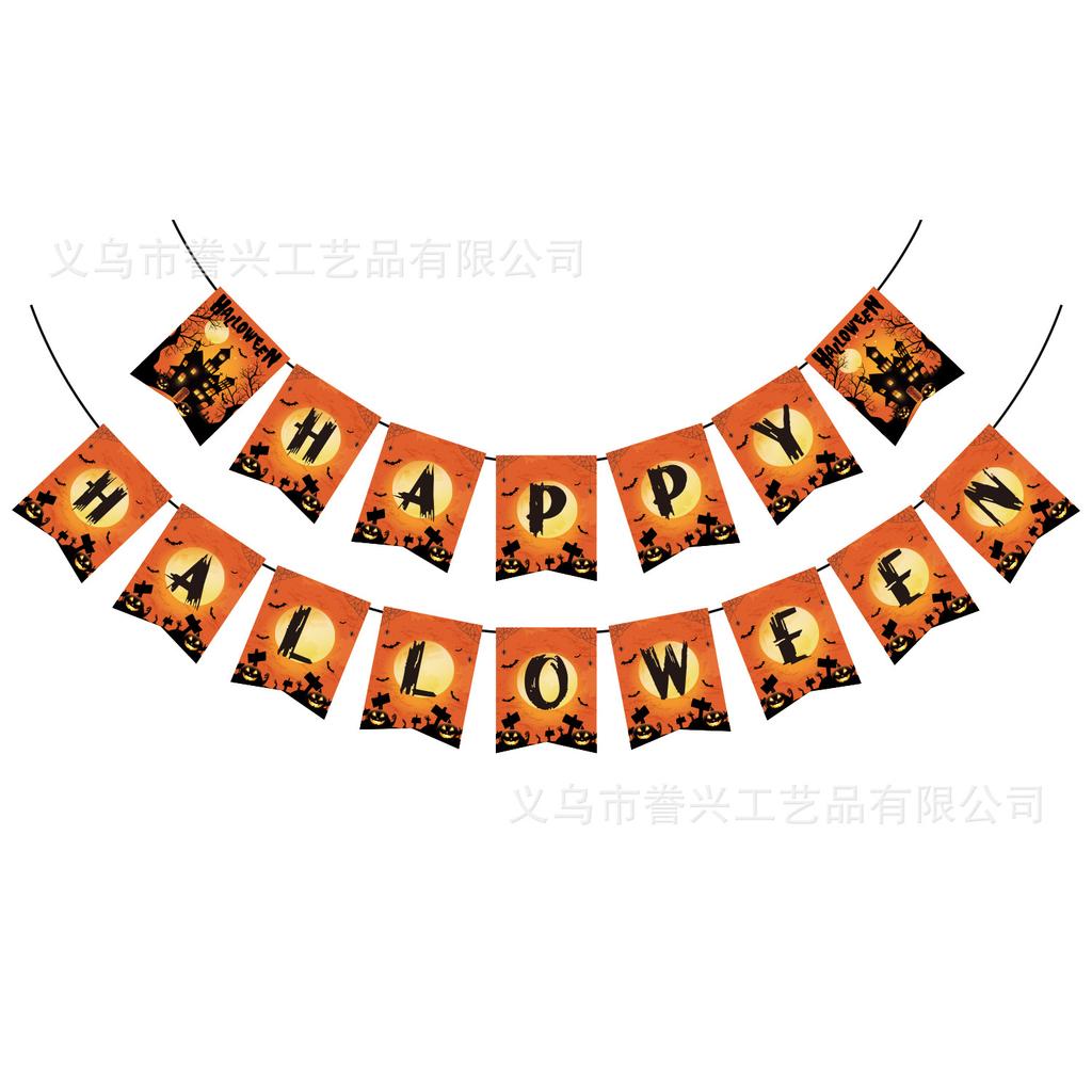 Spot Halloween Party Flag Pumpkin Bloody Hand Skull Halloween Holiday Decoration Flag Party Decoration Banner