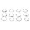 12Pcs/set Boho Toe Set Star Moon Adjustable Finger Rings J0H1