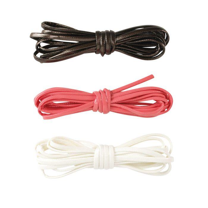 Coral Chocolate and White 3mm Synthetic Leather Cord 1.5m 3 Pieces