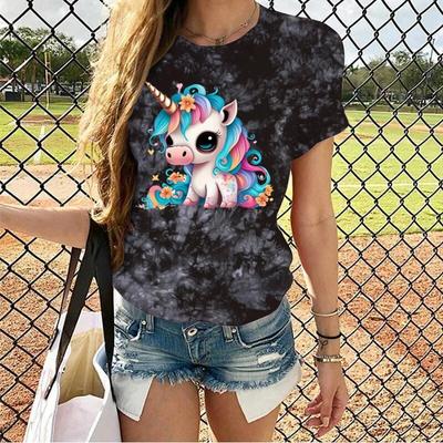 Kawaii Unicorn grafikai pólók, nyakkendős pólók, 2000-es évek, esztétikus női ruhák, alkalmi Y2k utcai ruházat, 2023 Harajuku póló