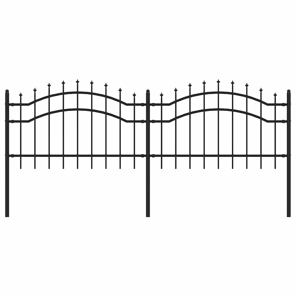 Woerden Garden Fence with Spear Point Top Black 240 X 75 Cm Steel