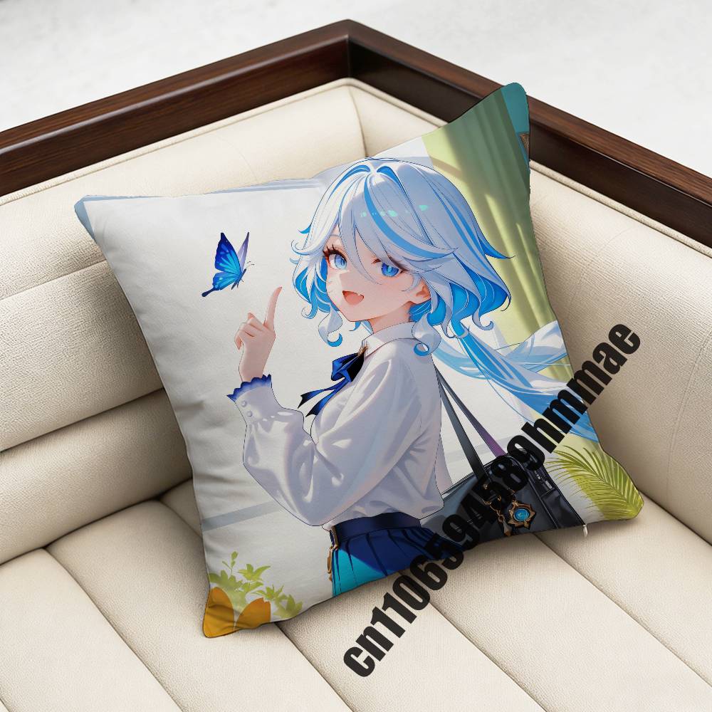 Genshin Impact Furina Throw Pillow Case Sham 45X45Cm 35X35Cm Square Home Pillowcase Cushion Cover