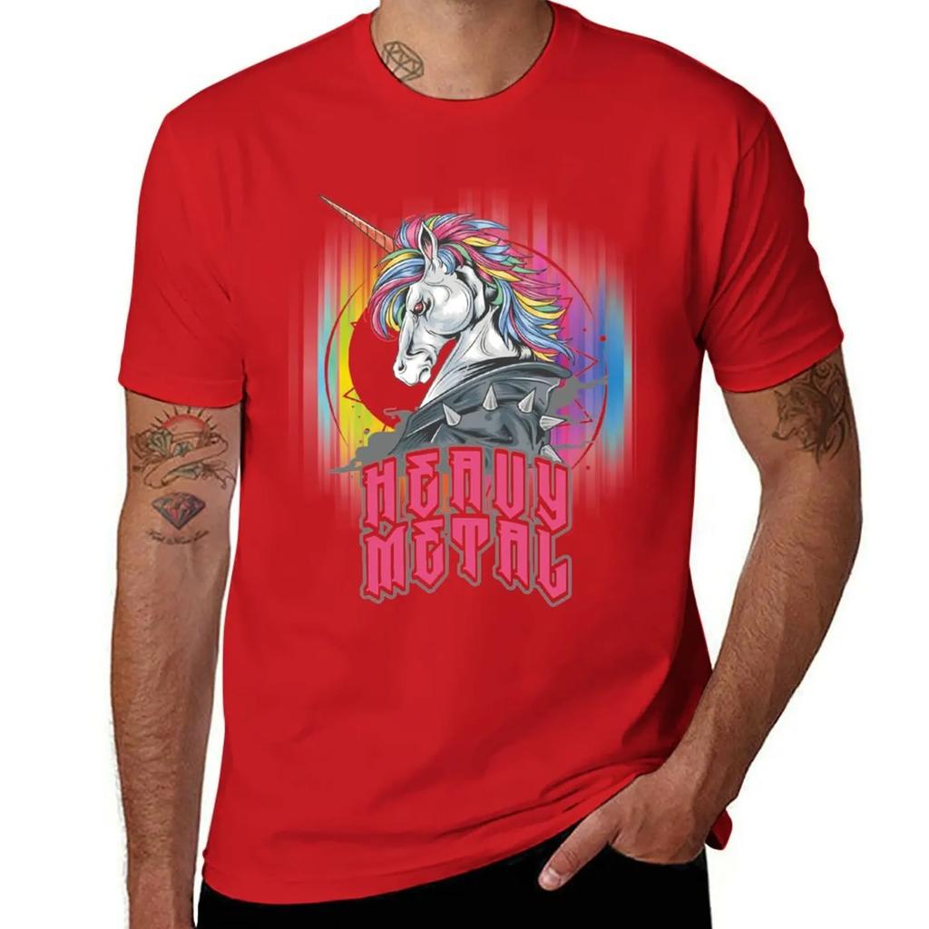 Funny Heavy Metal Unicorn Design T-Shirt Blacks Oversized Graphic Tee Men's Cotton T-shirt
