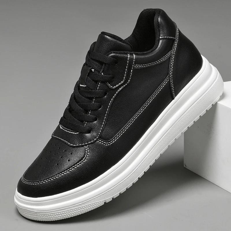 Men's Lift Sneakers Elevator Shoes Height Increase Insole 8cm White Black Taller Shoes Leisure Fashion Sports Plus Size 36-44