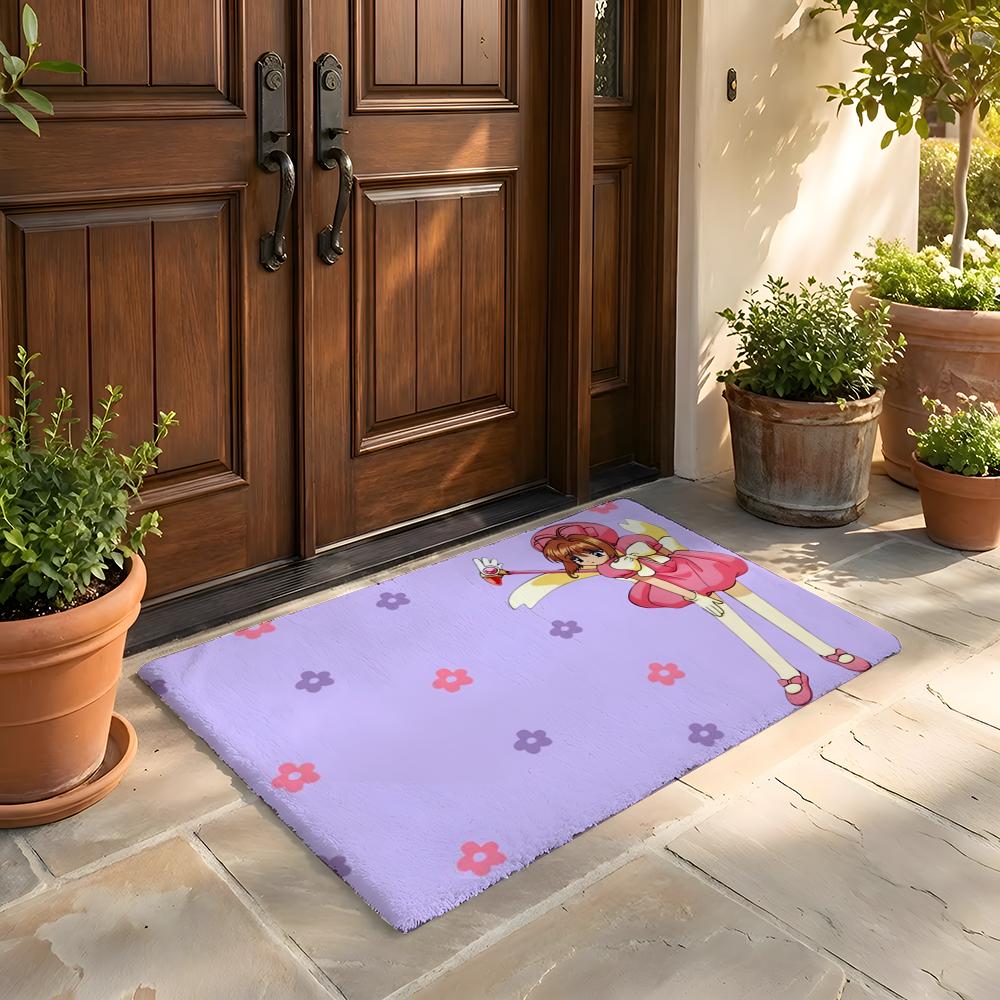 Floor Mat Soft Flannel Rug Non Slip Absorbent Mat for Bathroom Bedroom Home Decor C Cardcaptor S Sakura Cartoon