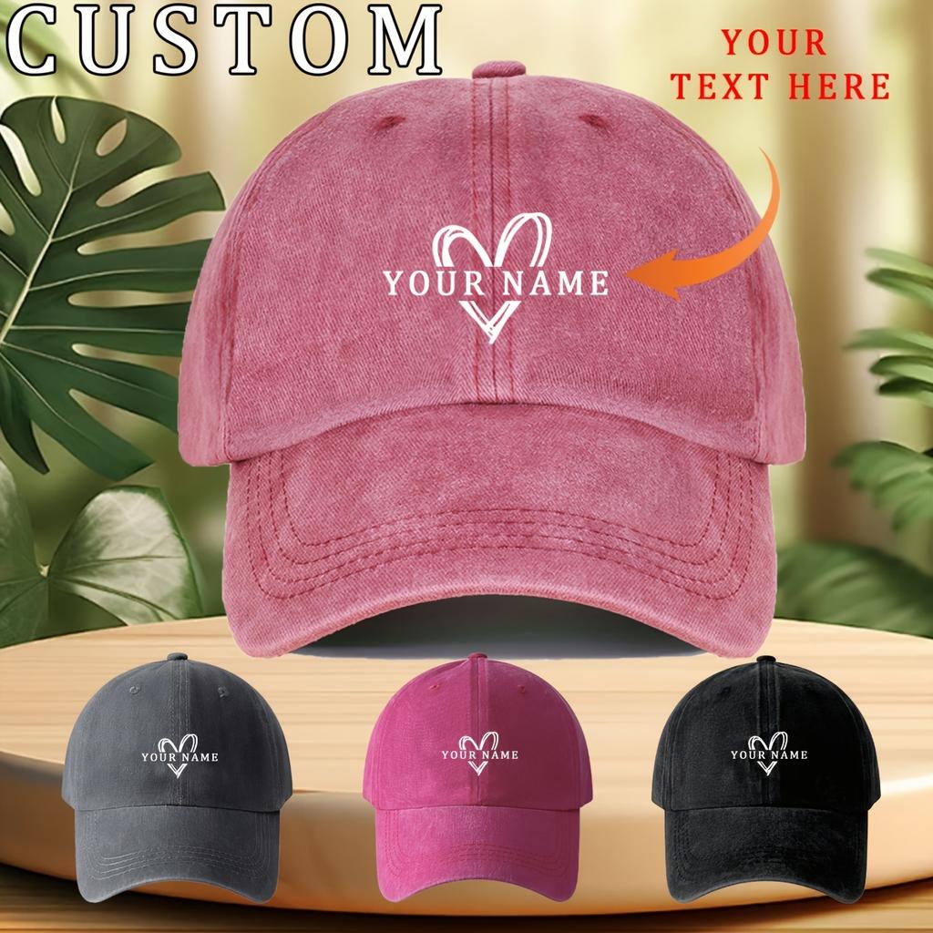 Customizable HeartShaped Name Baseball Cap Lightweight Vintage Washed Dad Hat Suitable for Unisex And Women Machine Washable O