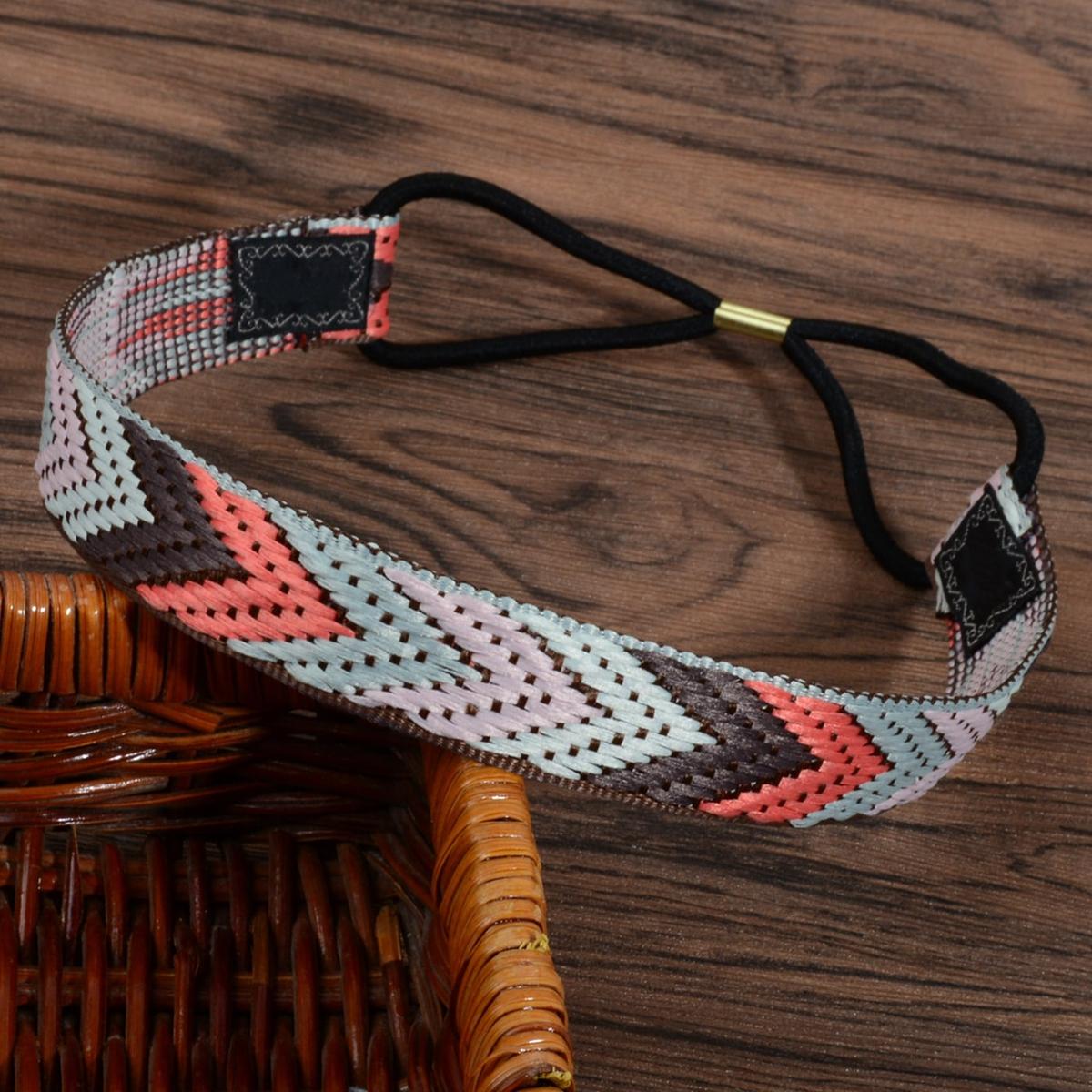 

Boho Woven Headband for Women Vintage Ethnic Hair Band Non Slip Elastic Headbands for Yoga Sports Daily Hair Accessories Gift