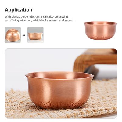 Exquisite Buddhist Copper Offering Cup Sturdy Golden Metal Worship Cup Compact Size Home Desktop Decorative Buddhism Offering