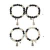2Pcs Matching ElasticCouple Bracelets Glass Beaded Handchain for Him and Her Adjustable Length Wristchains Jewelry