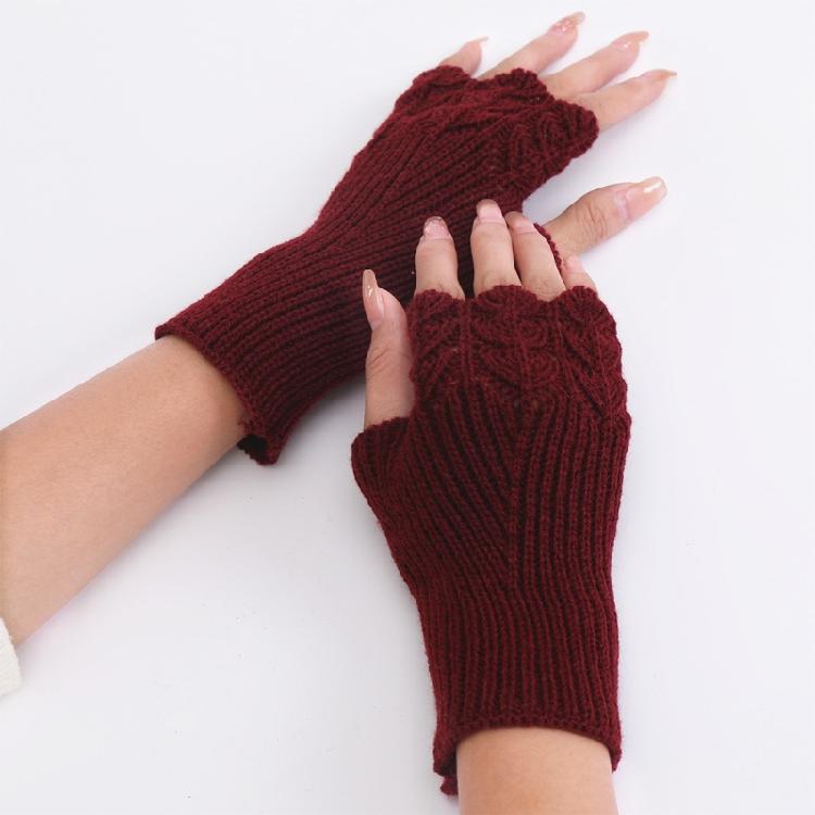 Winter Hand Gloves Soft Warm Gloves Stretchy Fingerless Mittens With Thumb Hole