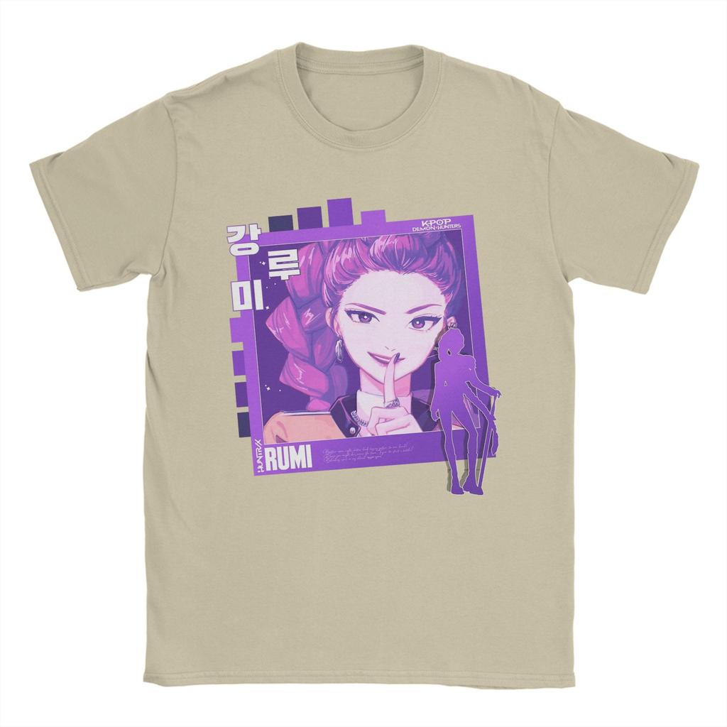 Rumi Graphic Photocard Kpop Demon Hunters T Shirt Men's Cotton Casual T-Shirts Round Collar Tee Shirt Short Sleeve Tops Gift